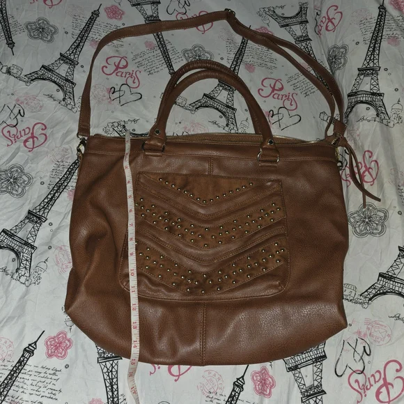 XL Steve Madden Brown Studded Shoulder Bag - Picture 6 of 8